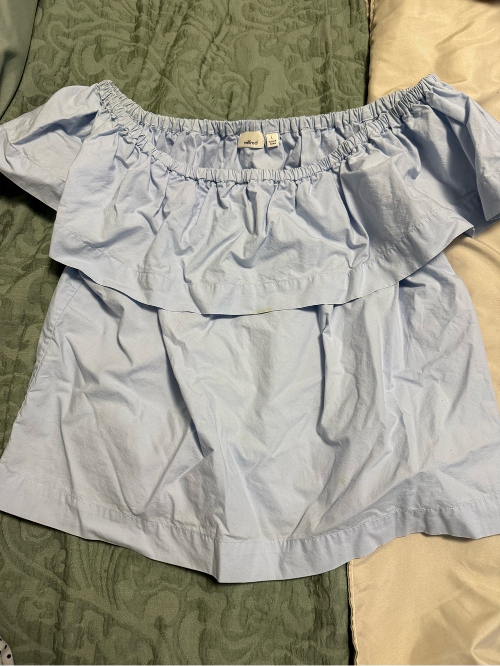 Wilfred Pale Blue Off-Shoulder Ruffle Blouse